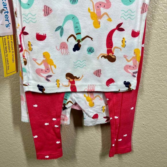 Carters Girl 24 months 4-Piece Pink Mermaid 100% Snug Fit Cotton Pajamas - Picture 9 of 16